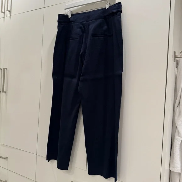 Veronica Beard Navy Blue Cropped Wide-leg Trousers with Gold Buttons - Size 16 - Picture 3 of 6